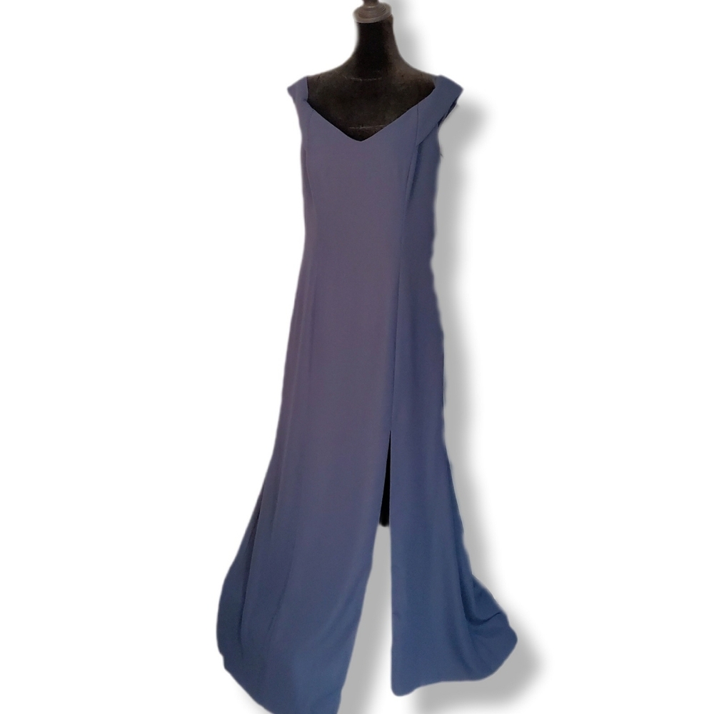 NWT Dessy Collection Off-the-Shoulder Criss Cross Back Trumpet Gown Sz 14